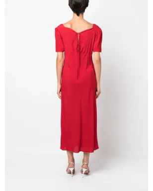 Nº21 タイ・ファスニング ミディドレス - レッド - サムネイル4