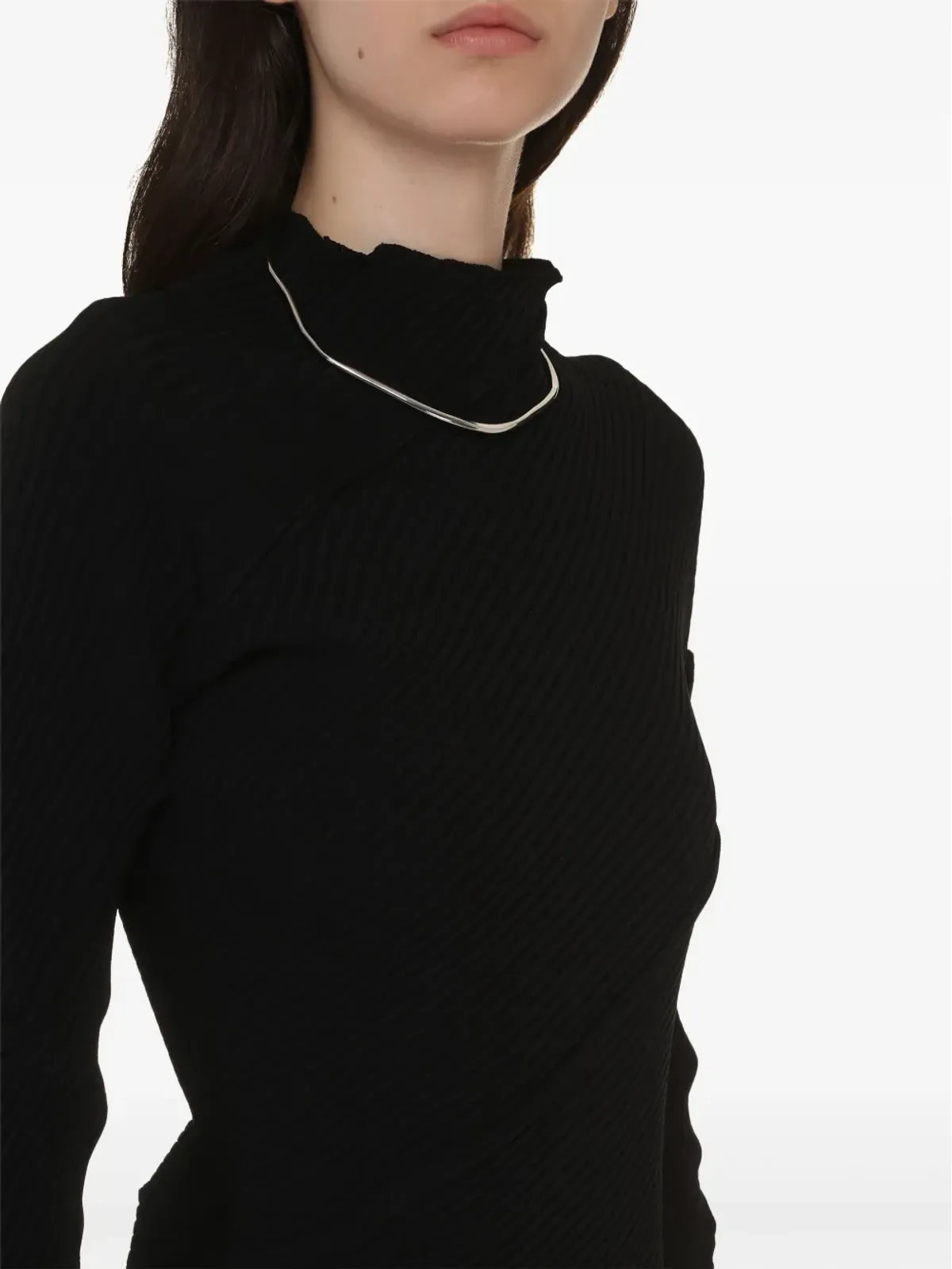 Balenciaga スパイラルリブニット マキシドレス ブラック - 画像5