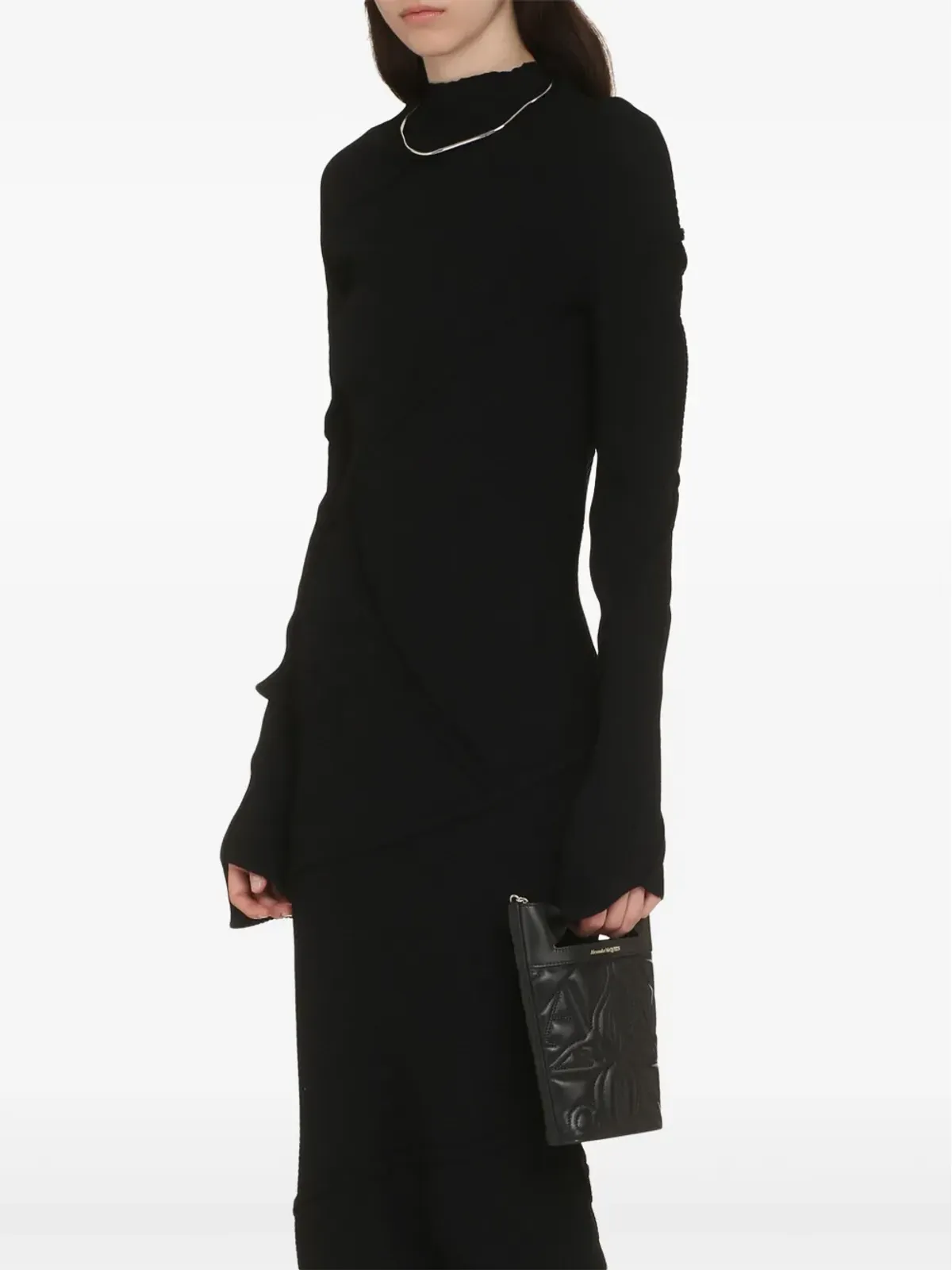 Balenciaga スパイラルリブニット マキシドレス ブラック - 画像2