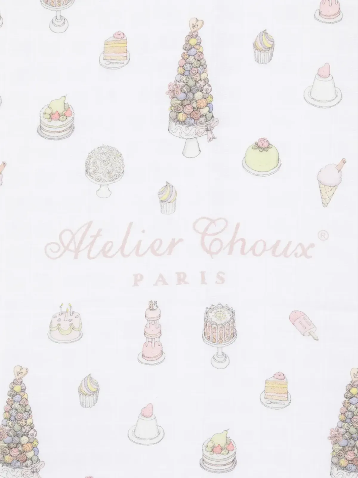 Atelier Choux cake-print organic-cotton blanket - White - 画像2