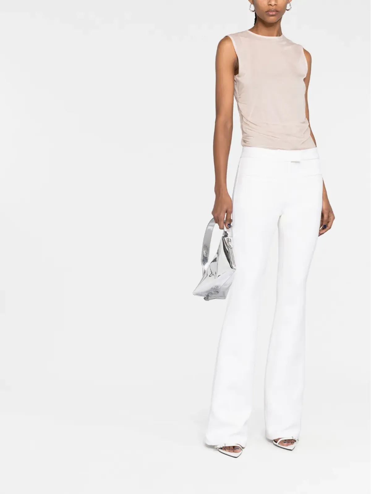 Courrèges クレープテクスチャー ブーツカットパンツ - 画像2