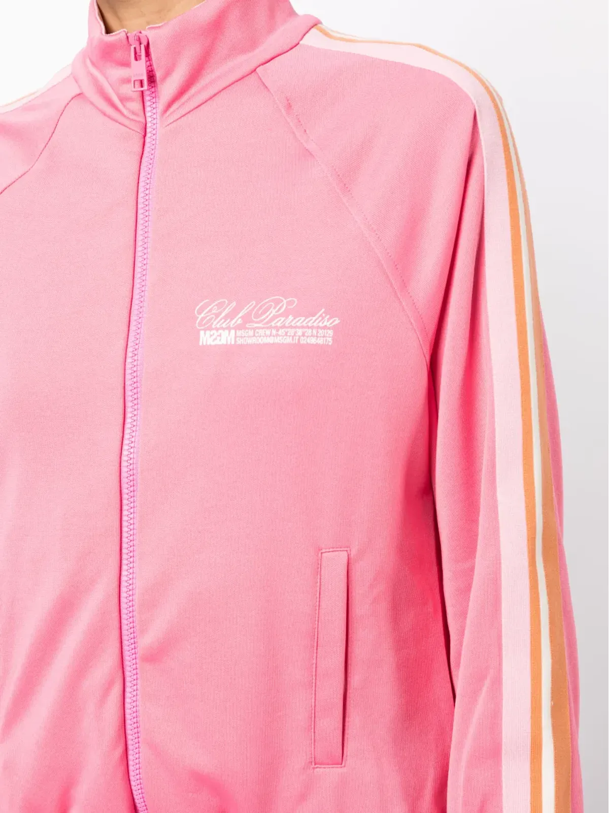 MSGM ロゴプリントジップアップスウェットシャツ（ピンク） - 画像5