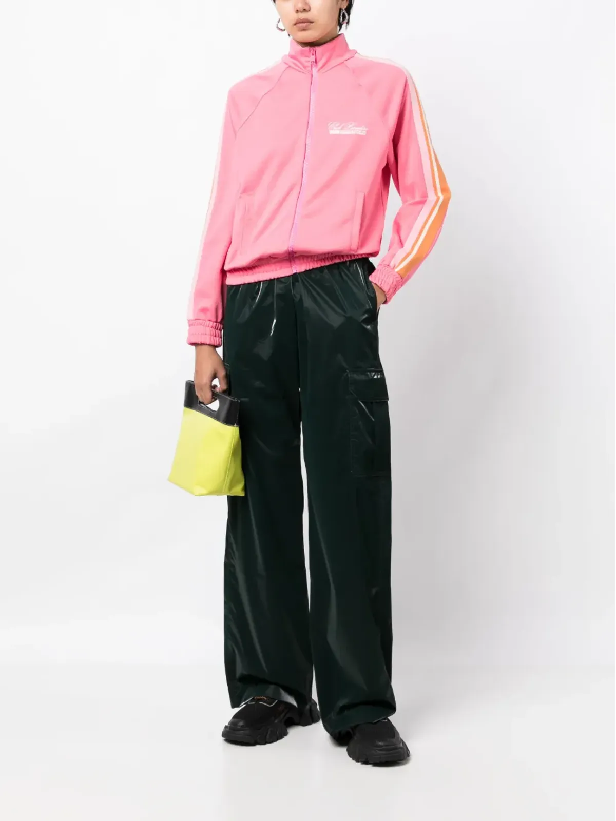 MSGM ロゴプリントジップアップスウェットシャツ（ピンク） - 画像2