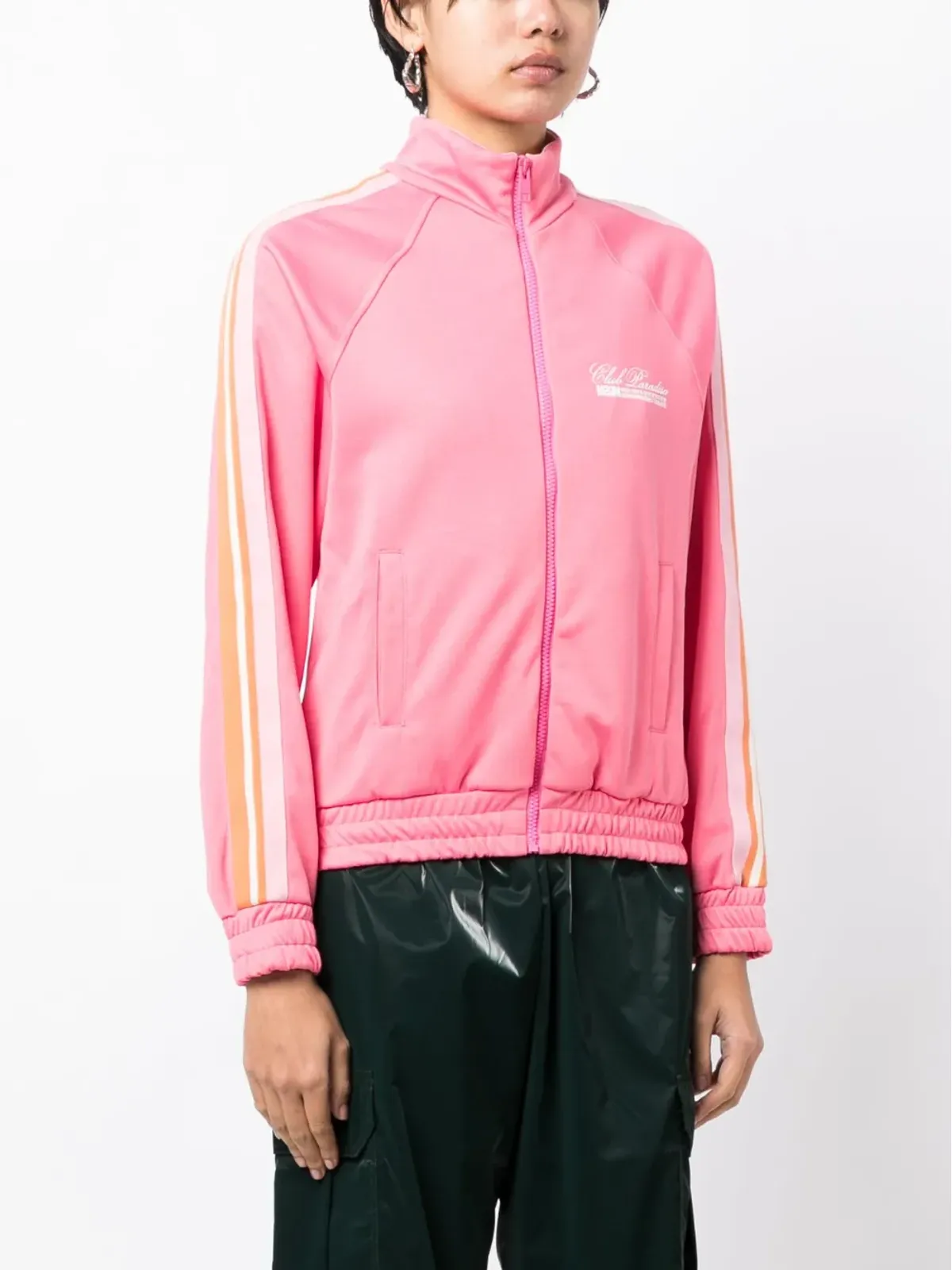 MSGM ロゴプリントジップアップスウェットシャツ（ピンク） - 画像3