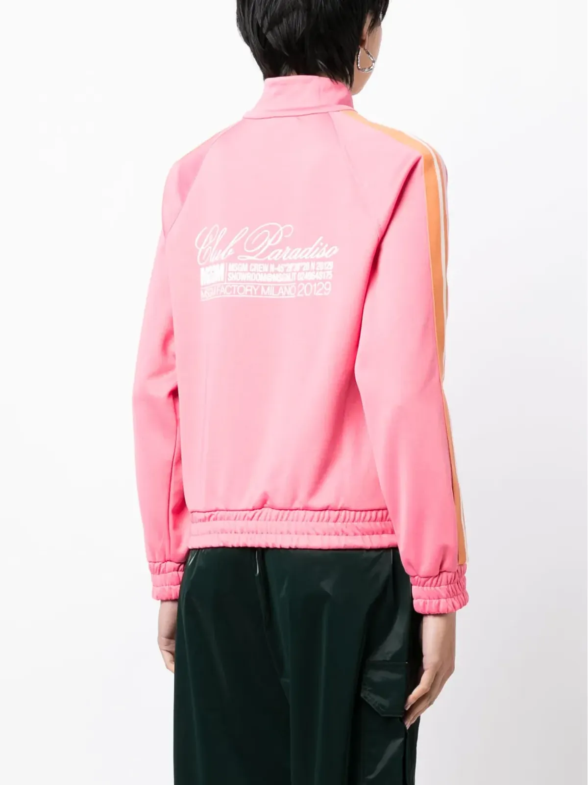 MSGM ロゴプリントジップアップスウェットシャツ（ピンク） - 画像4
