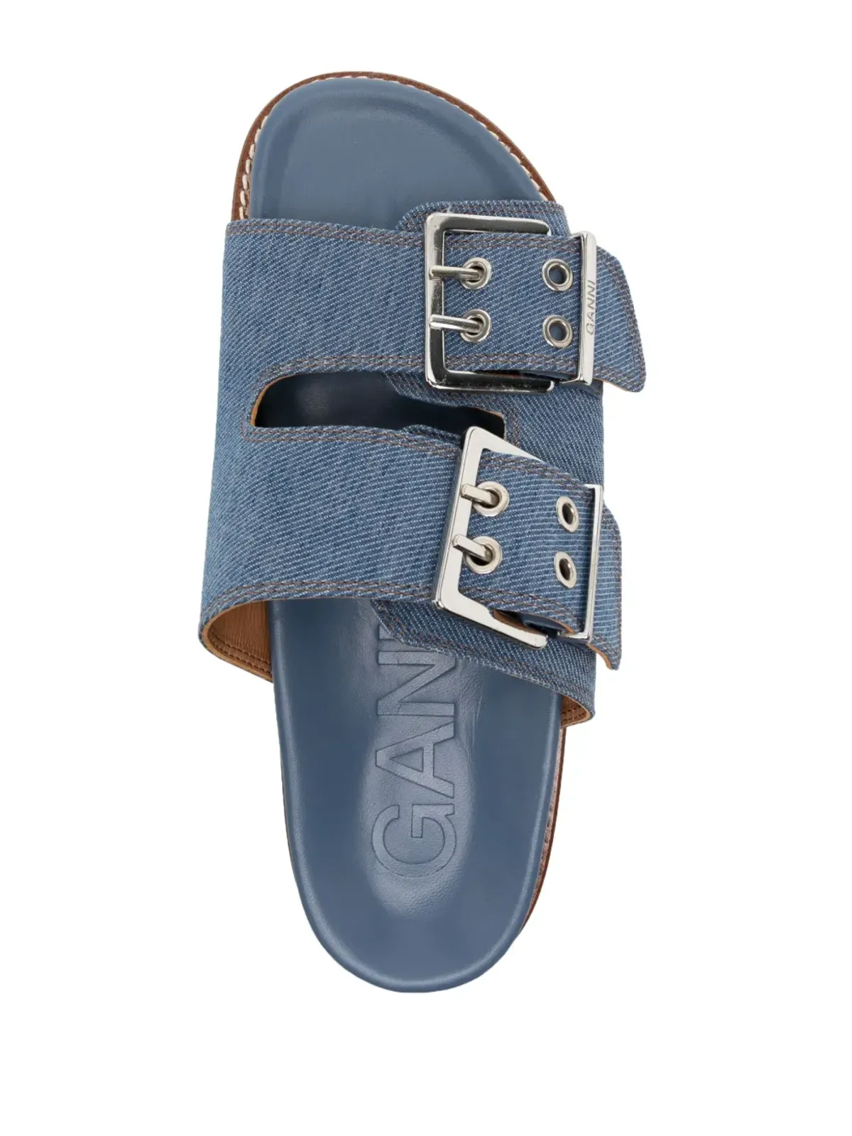 GANNI バックル式デニムのフラットサンダル - 画像4