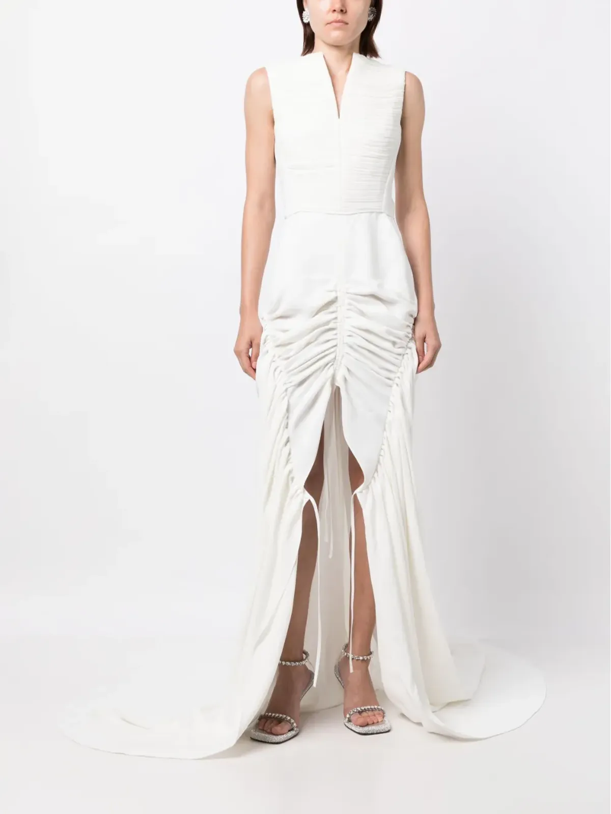 Maticevski Totem gathered long gown - White - 画像2