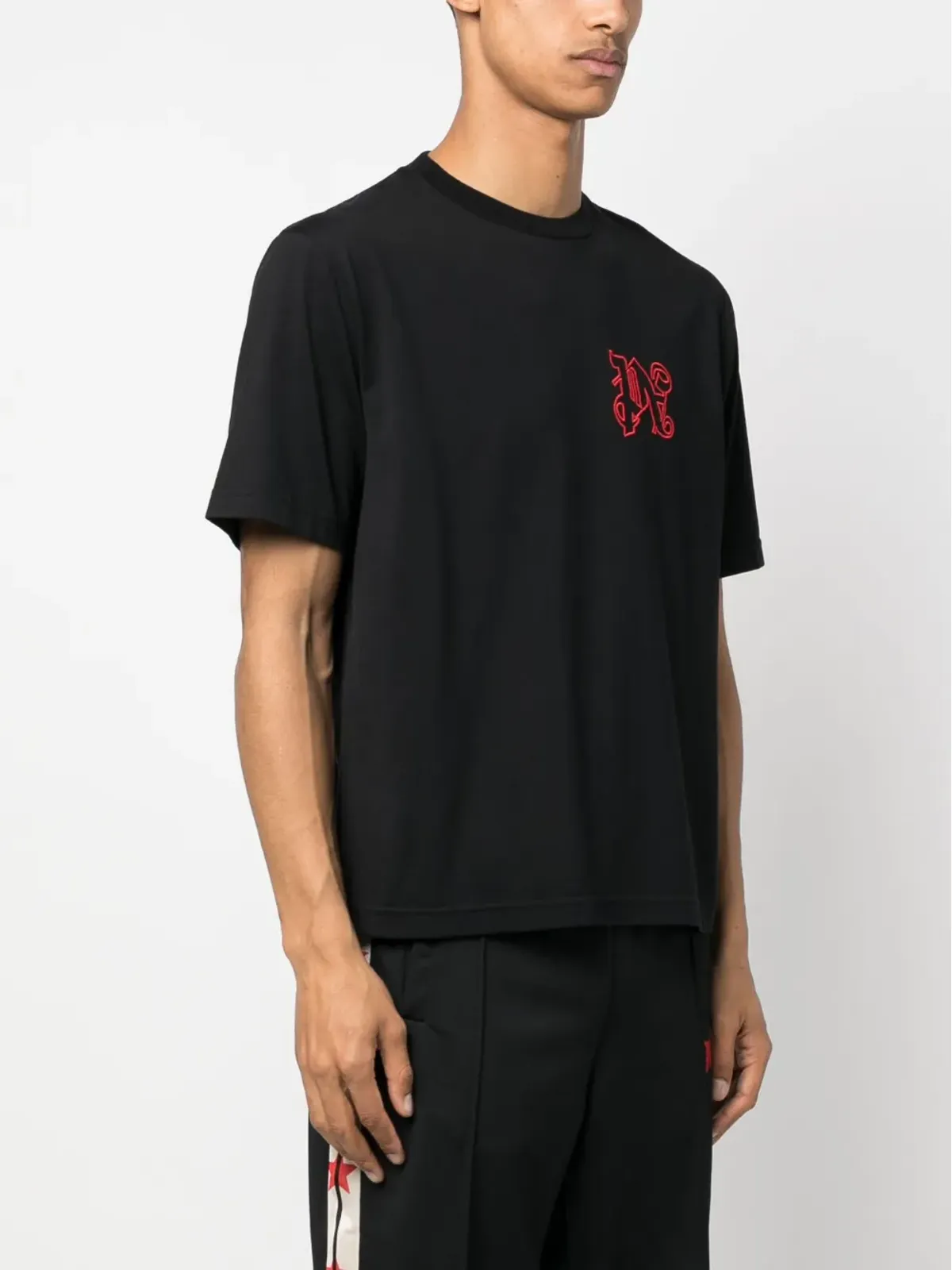 Palm Angels ロゴ刺繍コットンTシャツ - 画像5