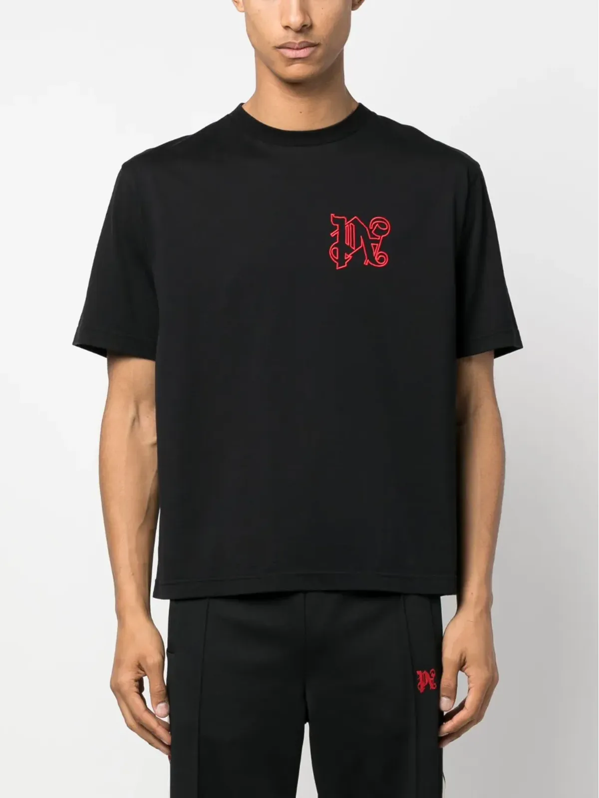Palm Angels ロゴ刺繍コットンTシャツ - 画像4