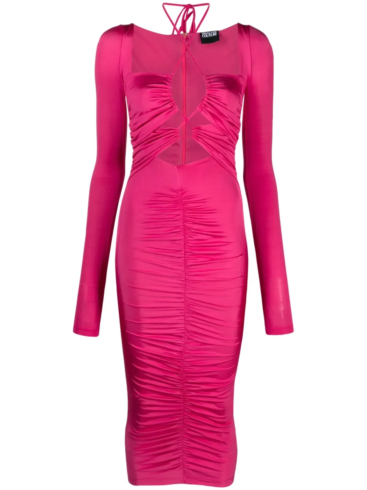 Versace Jeans Couture カットアウト レースアップ ミディドレス - ピンク - 画像1