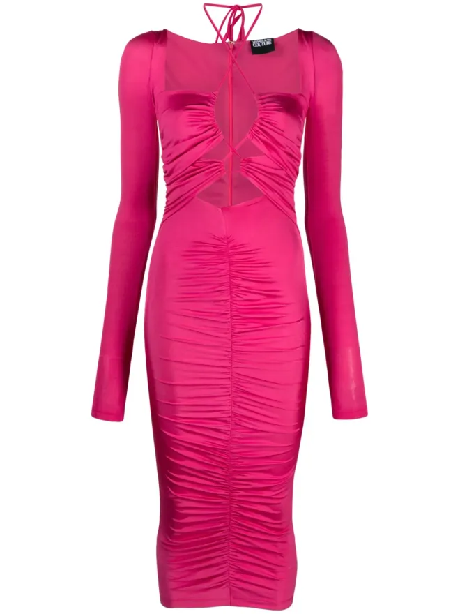 Versace Jeans Couture Versace Jeans Couture カットアウト レースアップ ミディドレス - ピンクの商品画像