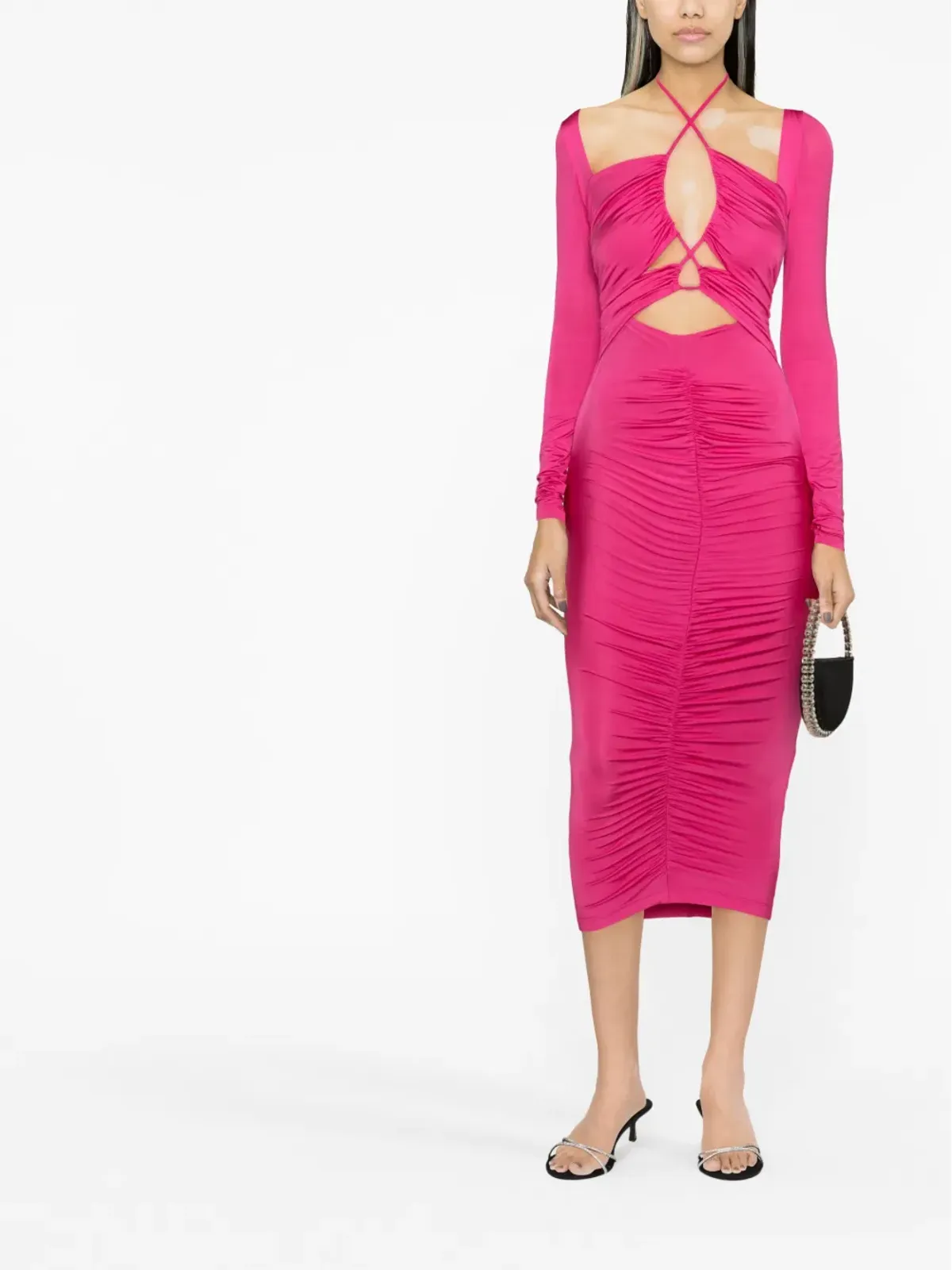 Versace Jeans Couture カットアウト レースアップ ミディドレス - ピンク - 画像2