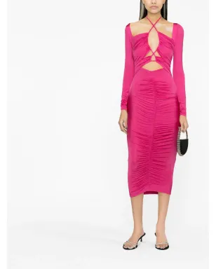 Versace Jeans Couture カットアウト レースアップ ミディドレス - ピンク - サムネイル2