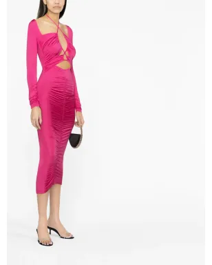 Versace Jeans Couture カットアウト レースアップ ミディドレス - ピンク - サムネイル3