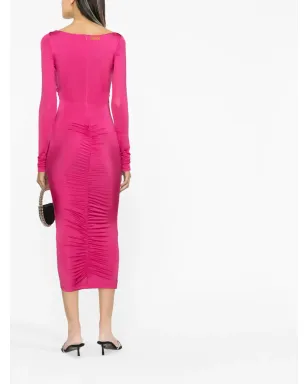 Versace Jeans Couture カットアウト レースアップ ミディドレス - ピンク - サムネイル4