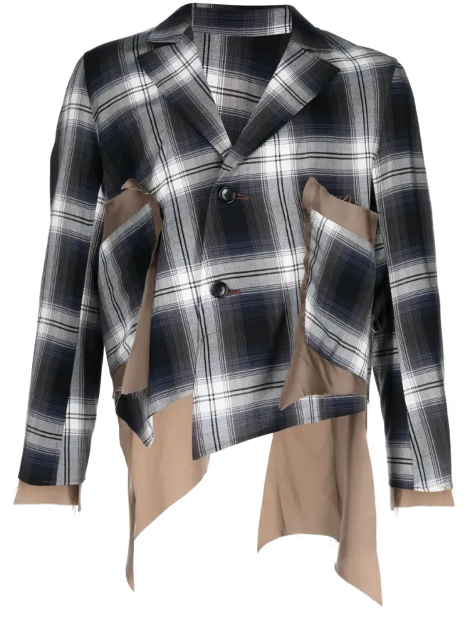 sulvam sulvam アシンメトリック プラッドチェック ブレザーの商品画像