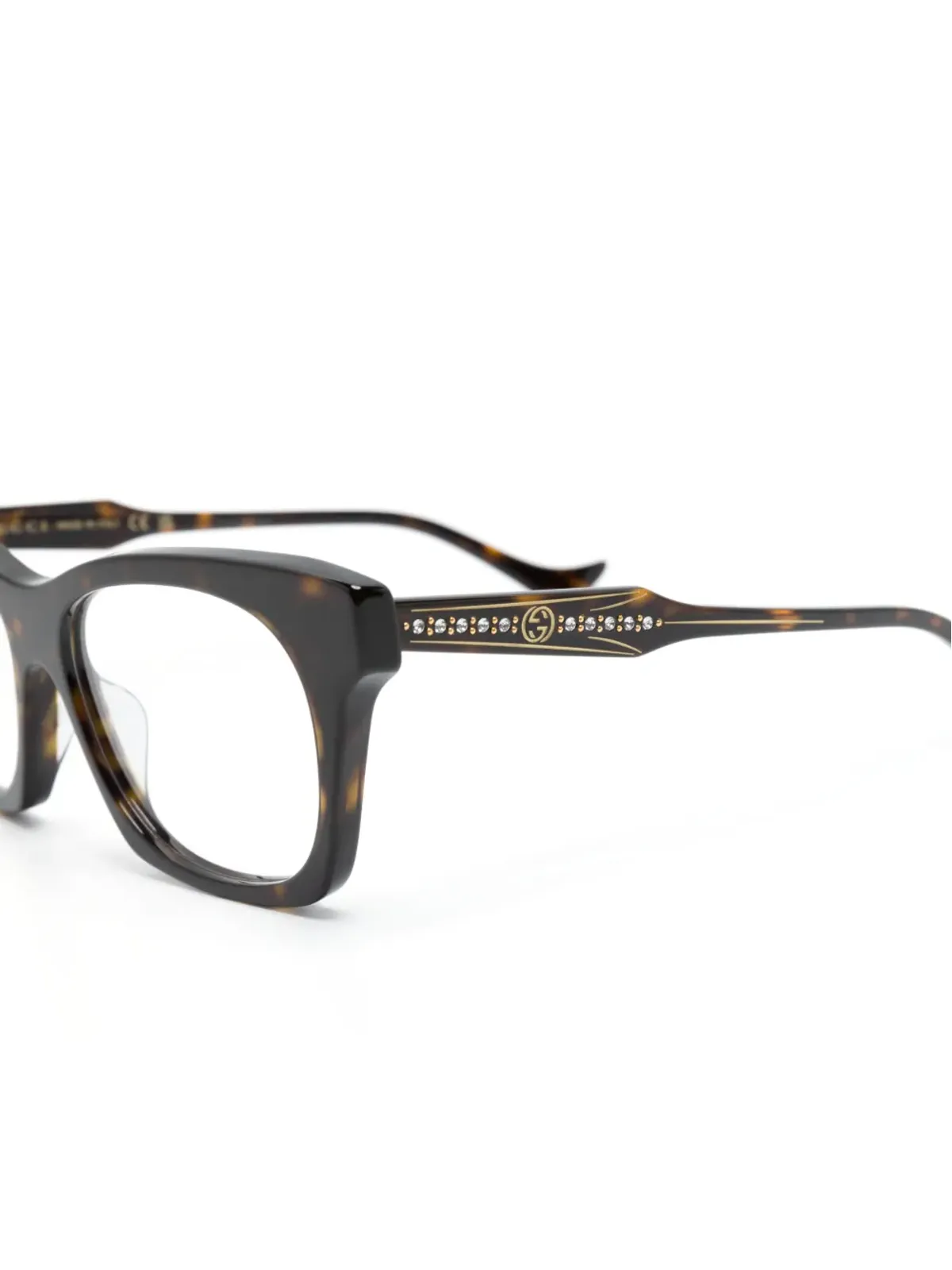 Gucci Eyewear べっこう調スクエアフレーム眼鏡 - 画像3