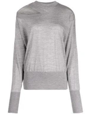 Stella McCartney 細編みカットアウト付きセーター - グレー - サムネイル1