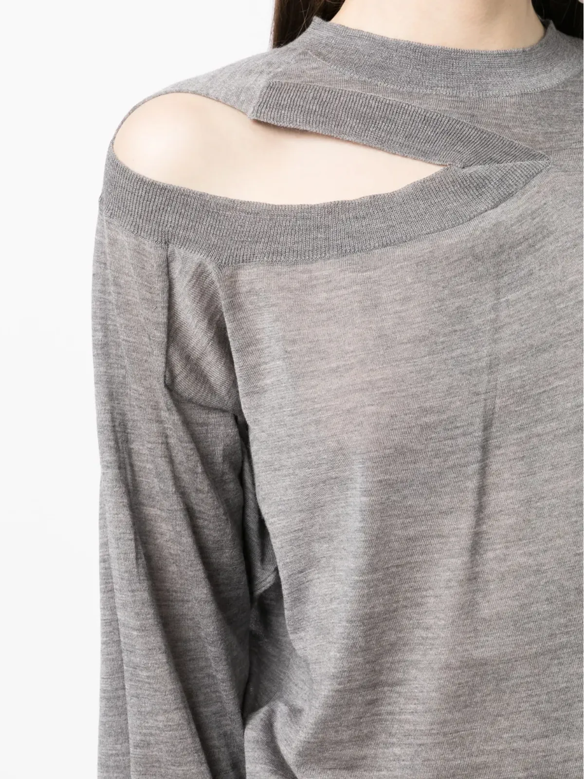 Stella McCartney 細編みカットアウト付きセーター - グレー - 画像5