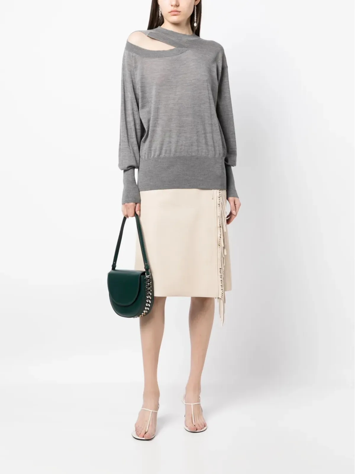 Stella McCartney 細編みカットアウト付きセーター - グレー - 画像2