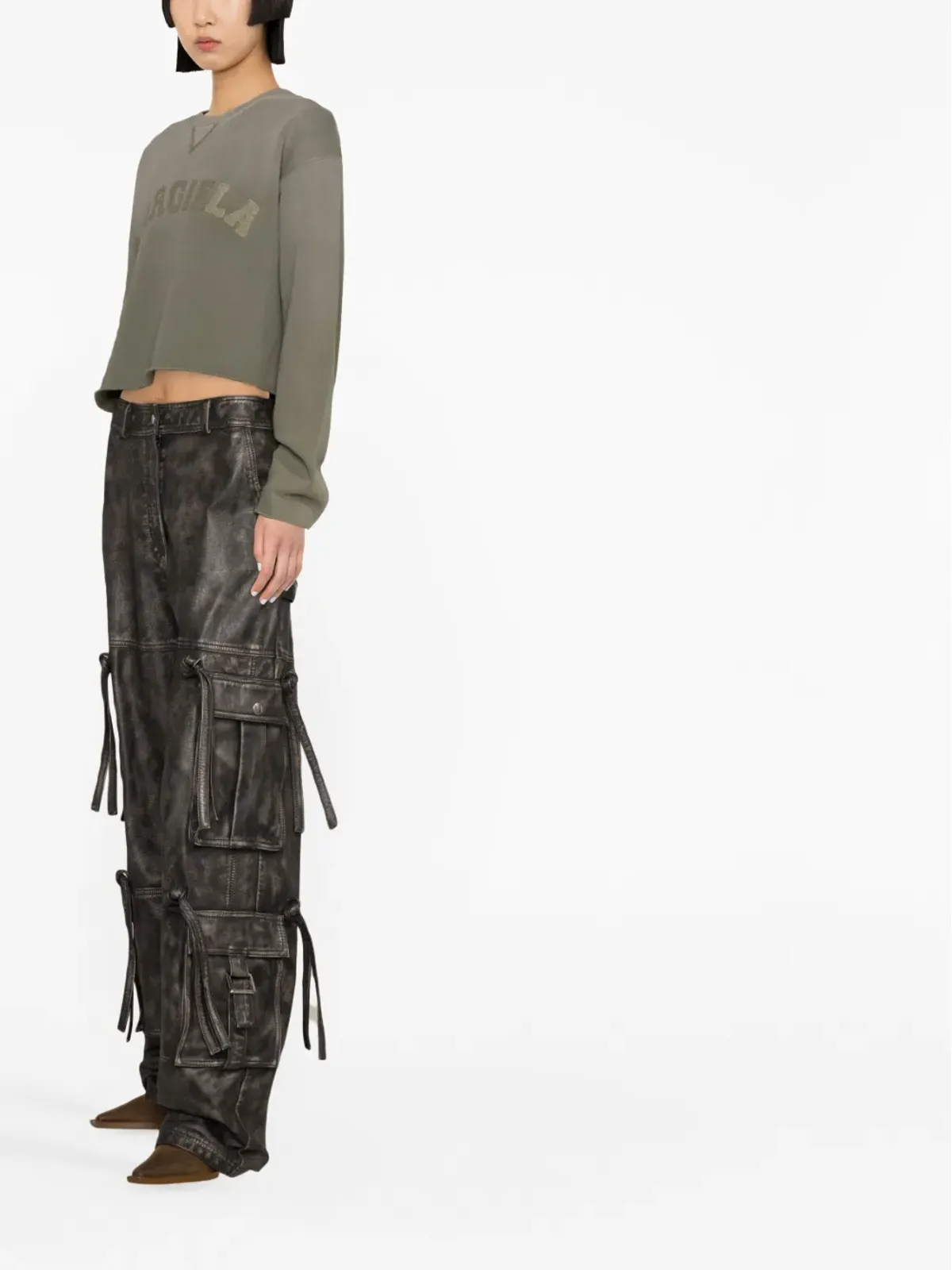 Maison Margiela ロゴパッチ付き クロップド スウェット - 画像2