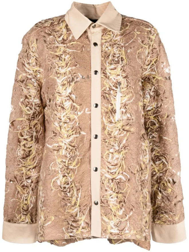 VITELLI VITELLI distressed-effect long-sleeve shirt - Neutralsの商品画像