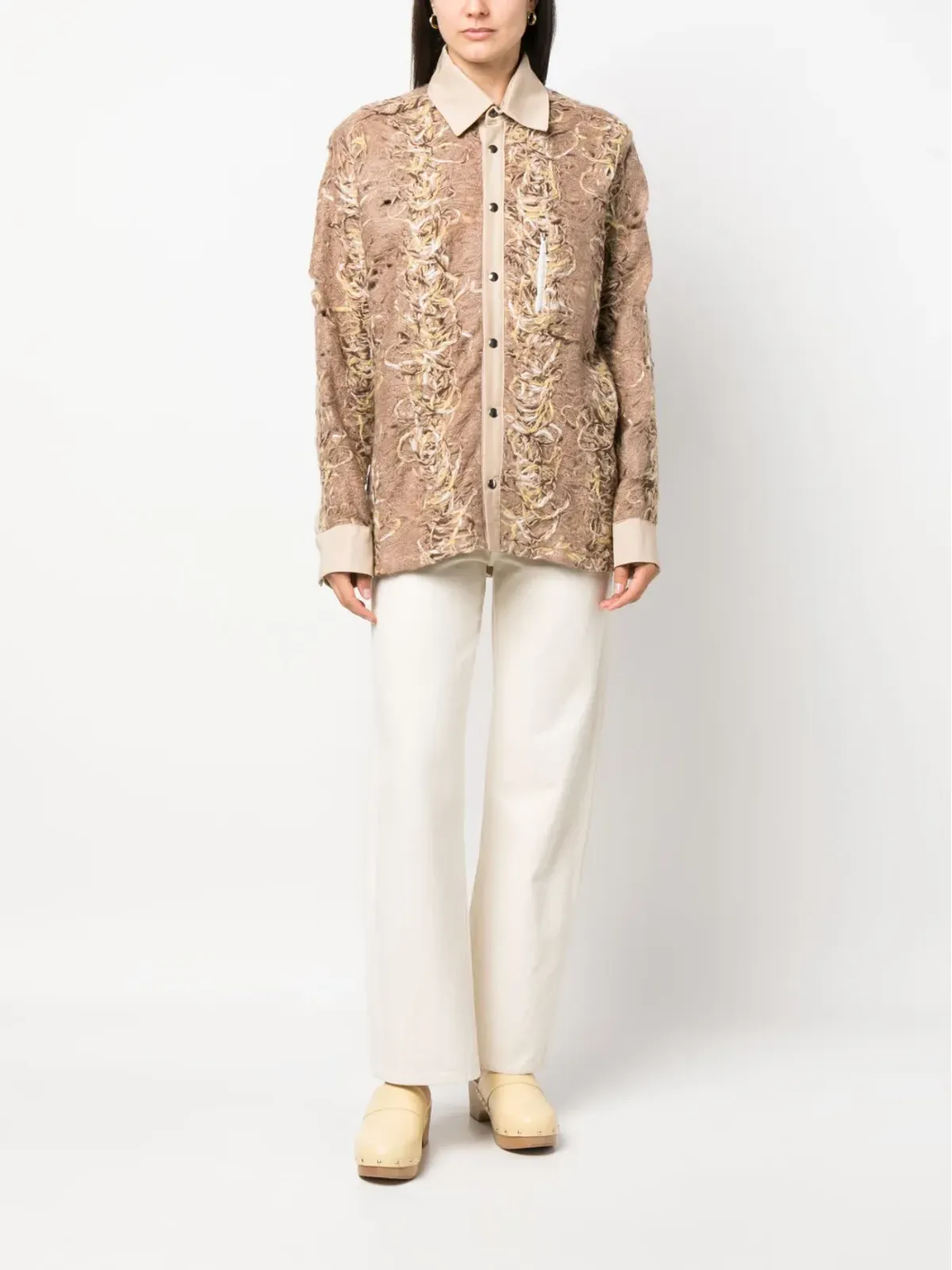 VITELLI distressed-effect long-sleeve shirt - Neutrals - 画像2