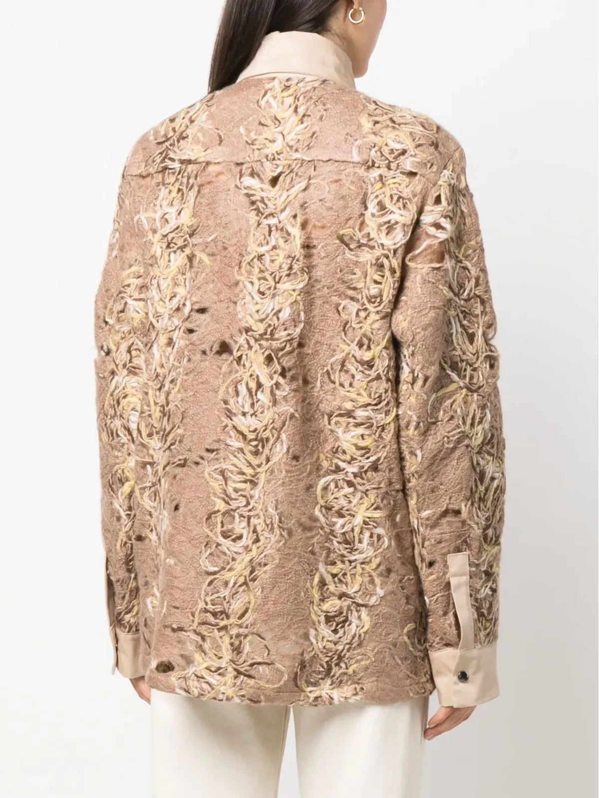 VITELLI distressed-effect long-sleeve shirt - Neutrals - 画像4