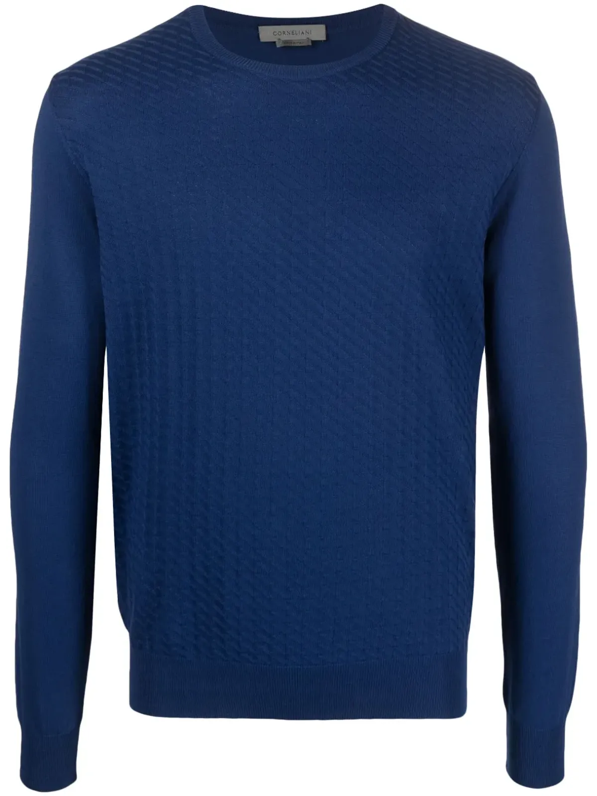Corneliani ネイビーブルー コットン長袖スウェットシャツ - 画像1