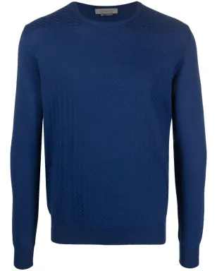 Corneliani ネイビーブルー コットン長袖スウェットシャツ - サムネイル1