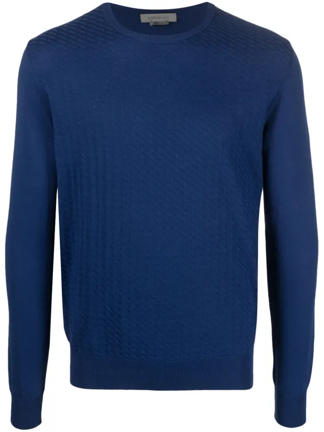 Corneliani Corneliani ネイビーブルー コットン長袖スウェットシャツの商品画像