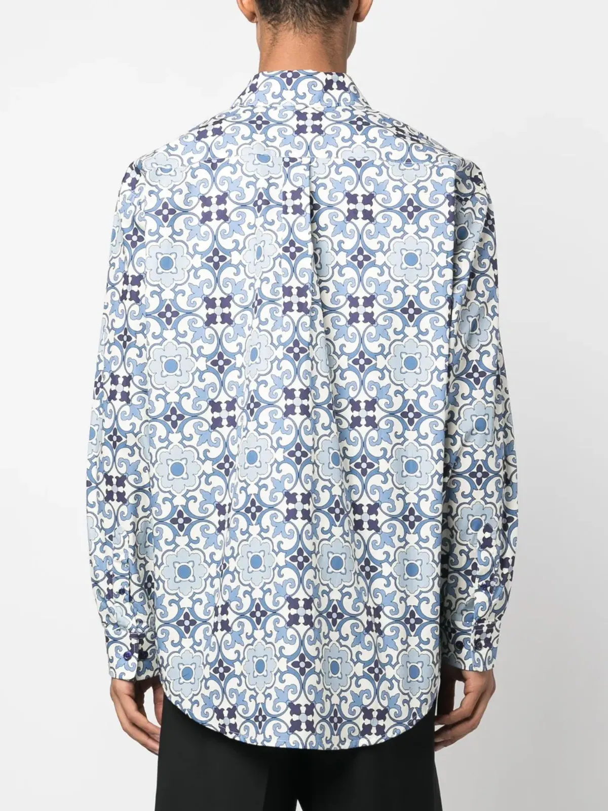 Drôle De Monsieur Faïence geometric-print cotton shirt - Blue - 画像4