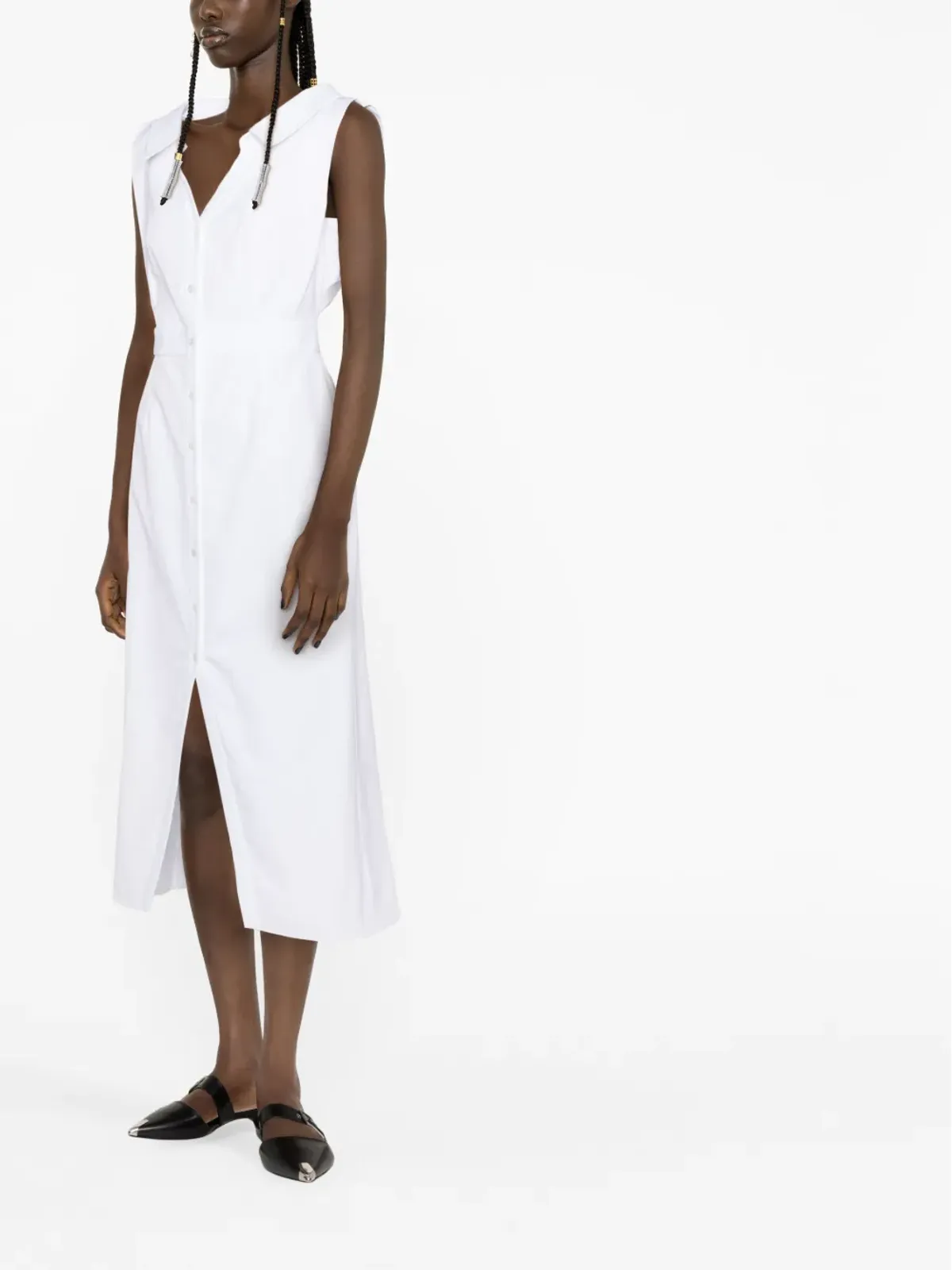 Alexander McQueen Vネック ノースリーブドレス - White - 画像4