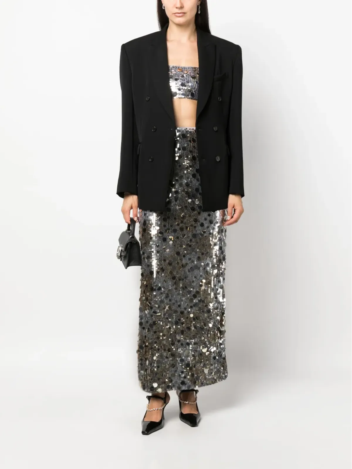 P.A.R.O.S.H. Gonna paillette-embellished high-waisted skirt - Silver - 画像2