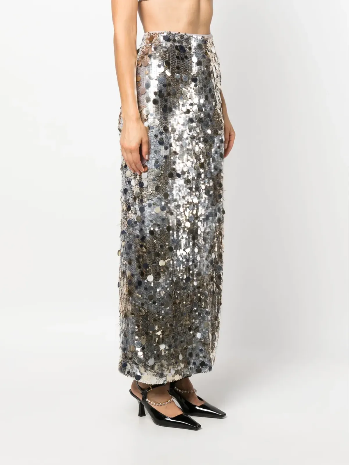 P.A.R.O.S.H. Gonna paillette-embellished high-waisted skirt - Silver - 画像3