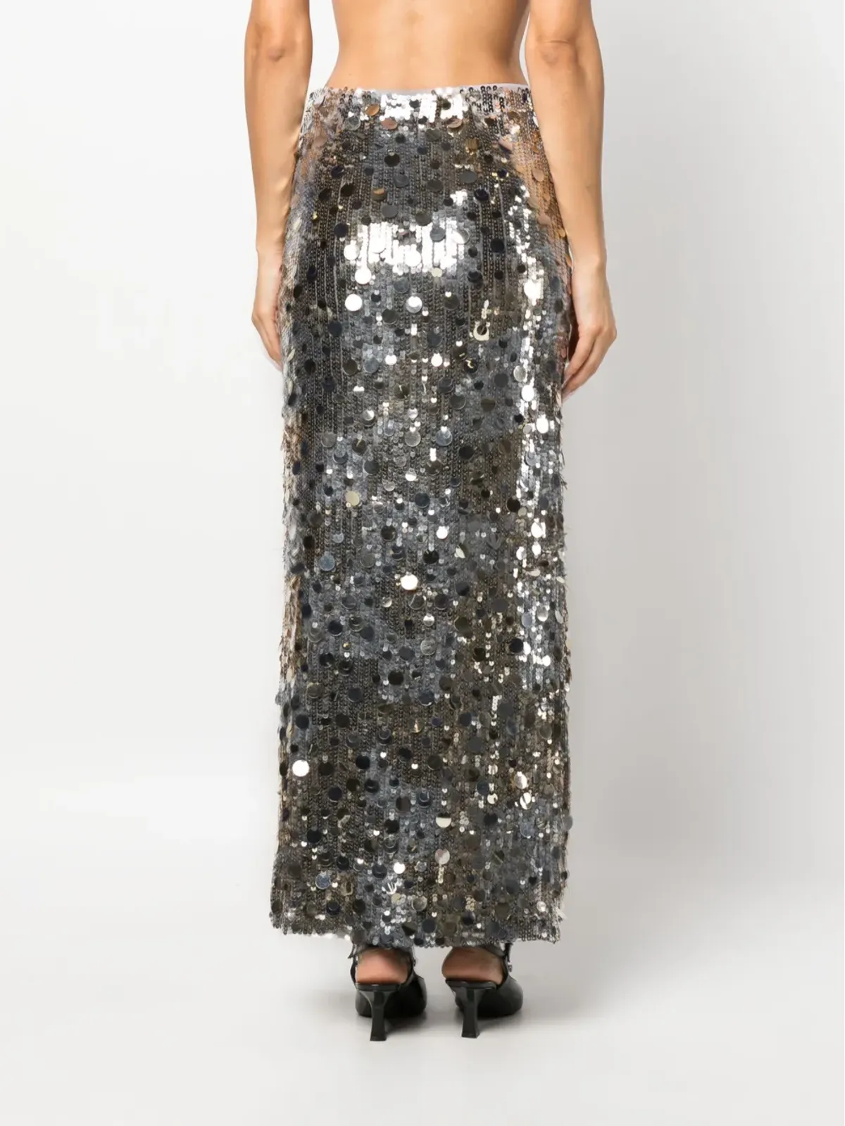 P.A.R.O.S.H. Gonna paillette-embellished high-waisted skirt - Silver - 画像4