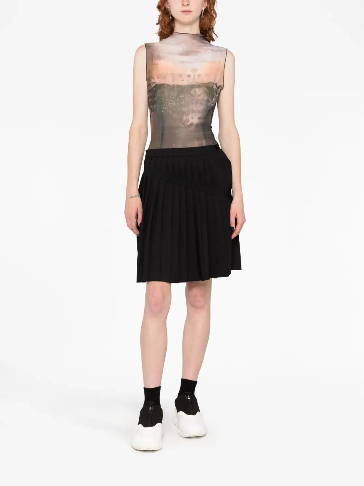 MM6 Maison Margiela アシンメトリック プリーツ ミニスカート - 画像2