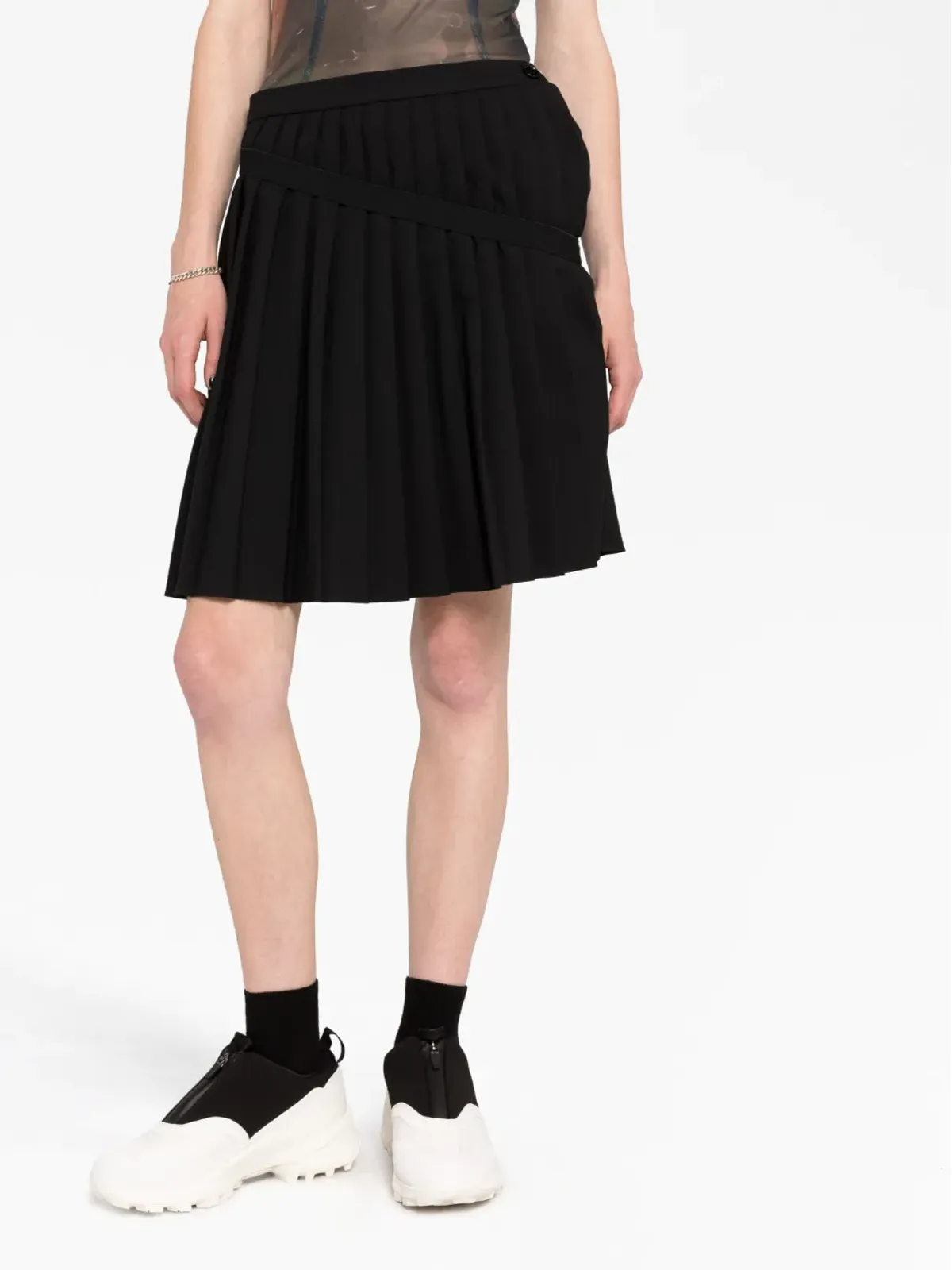 MM6 Maison Margiela アシンメトリック プリーツ ミニスカート - 画像3