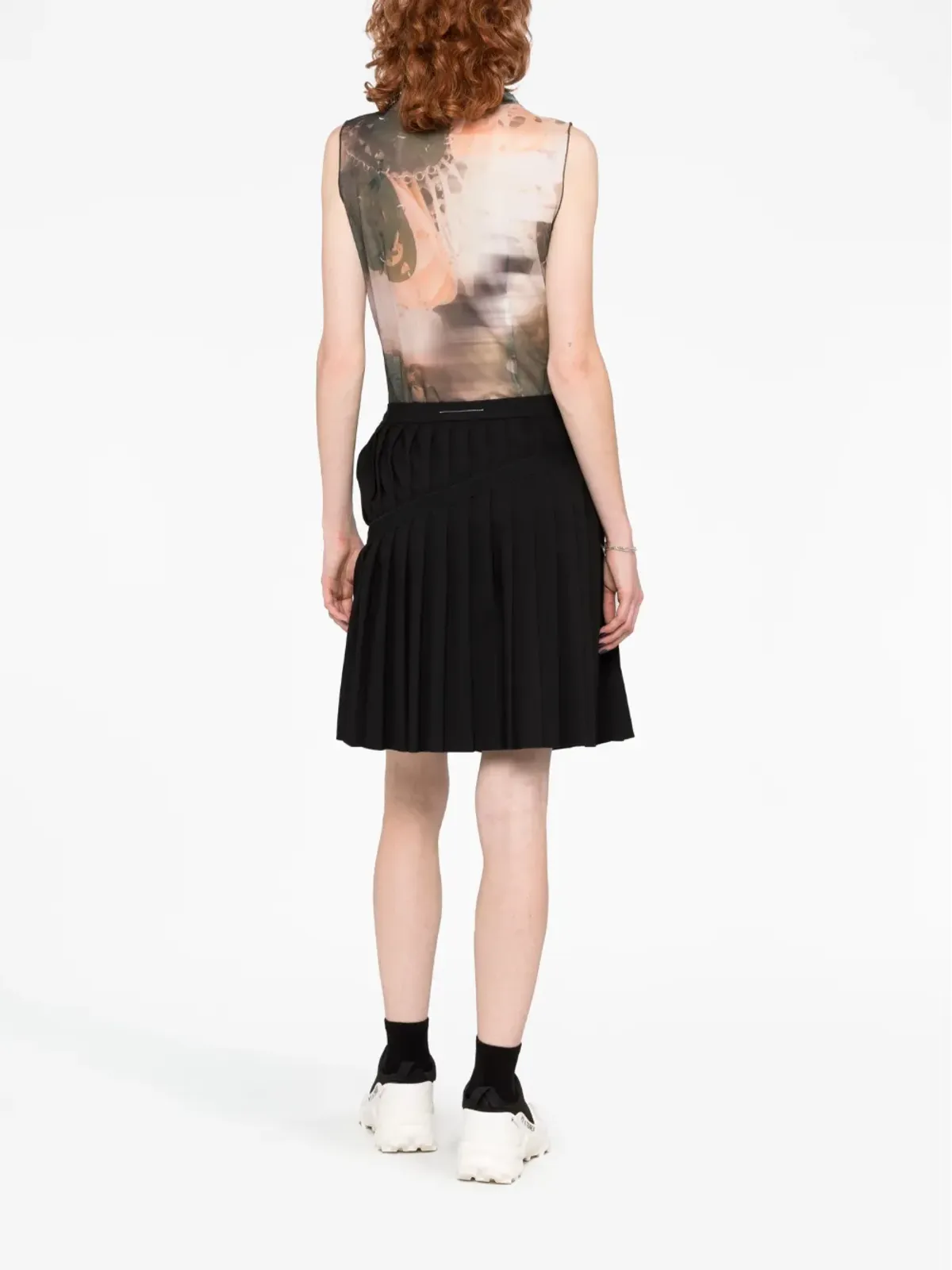 MM6 Maison Margiela アシンメトリック プリーツ ミニスカート - 画像4