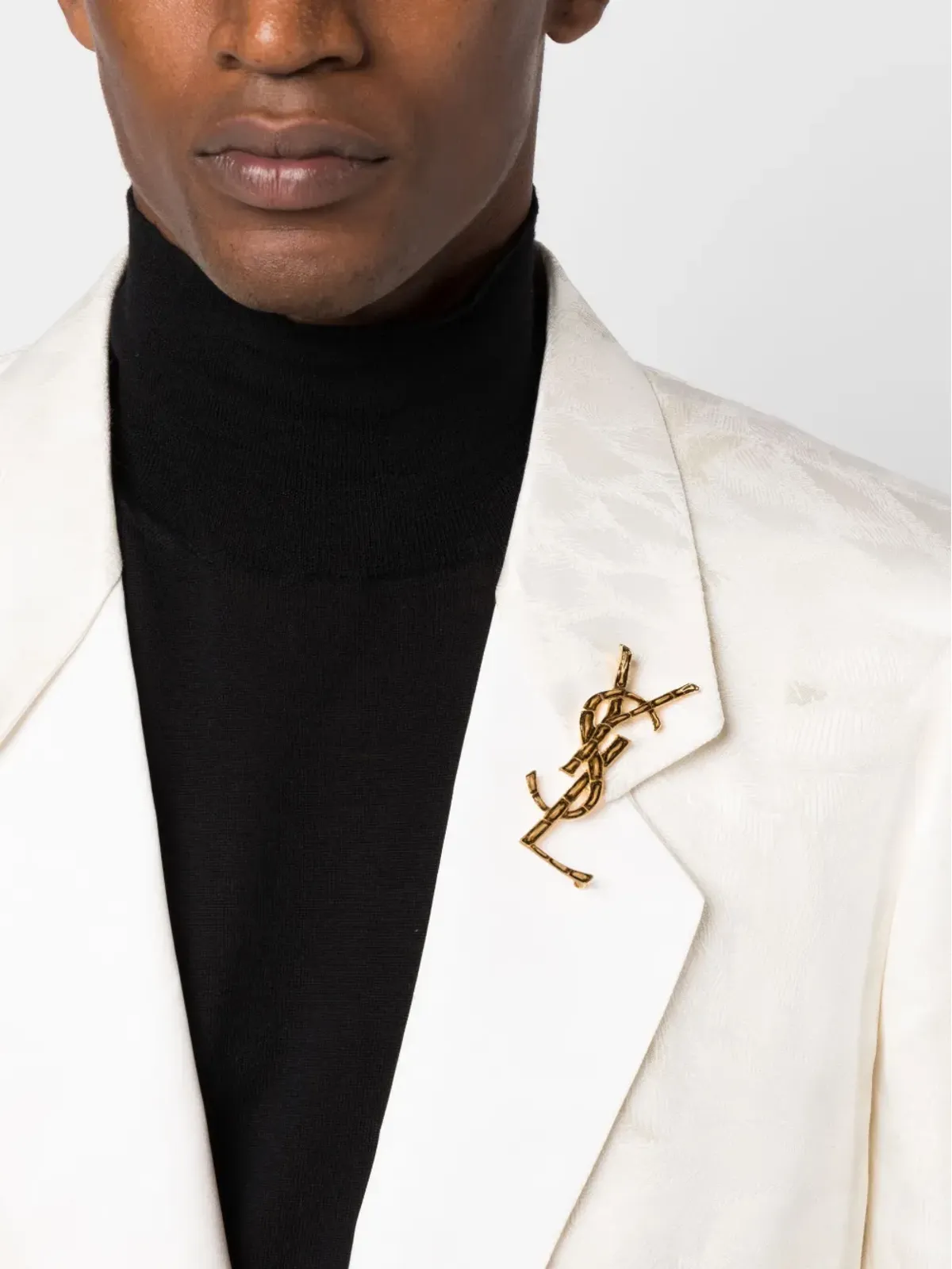 Saint Laurent ロゴプレートブローチ - ゴールド - 画像2