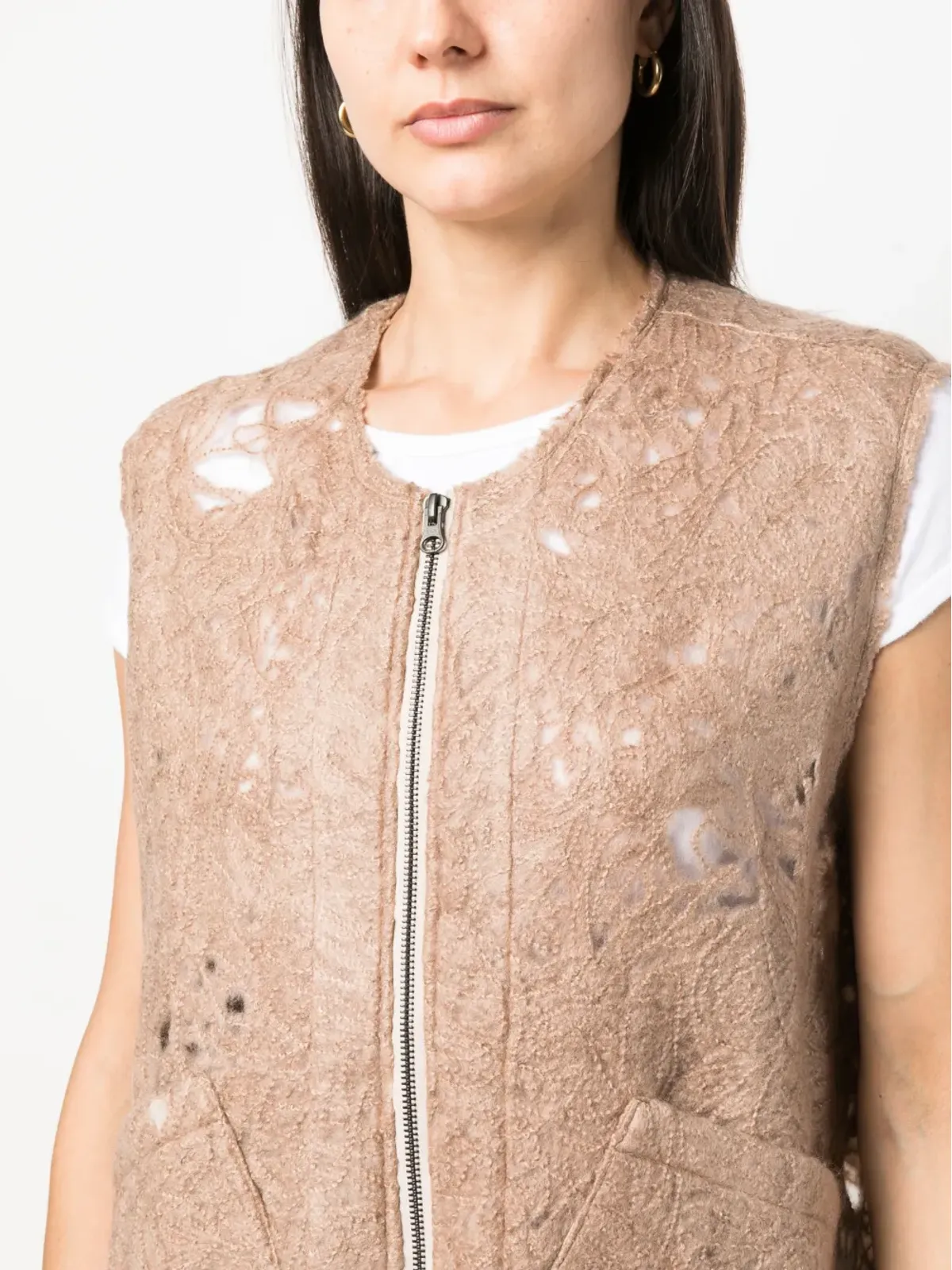 VITELLI ダメージ加工ジップアップベスト - 画像5