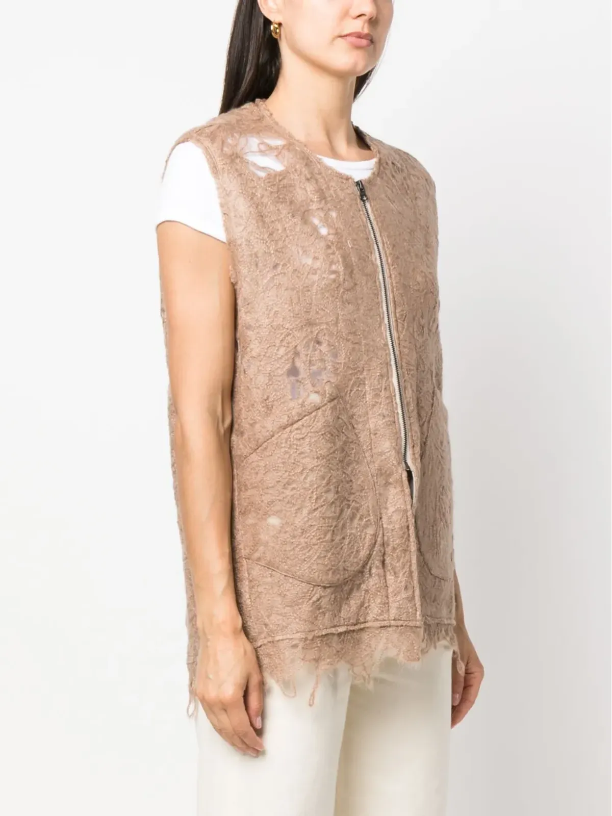 VITELLI ダメージ加工ジップアップベスト - 画像3