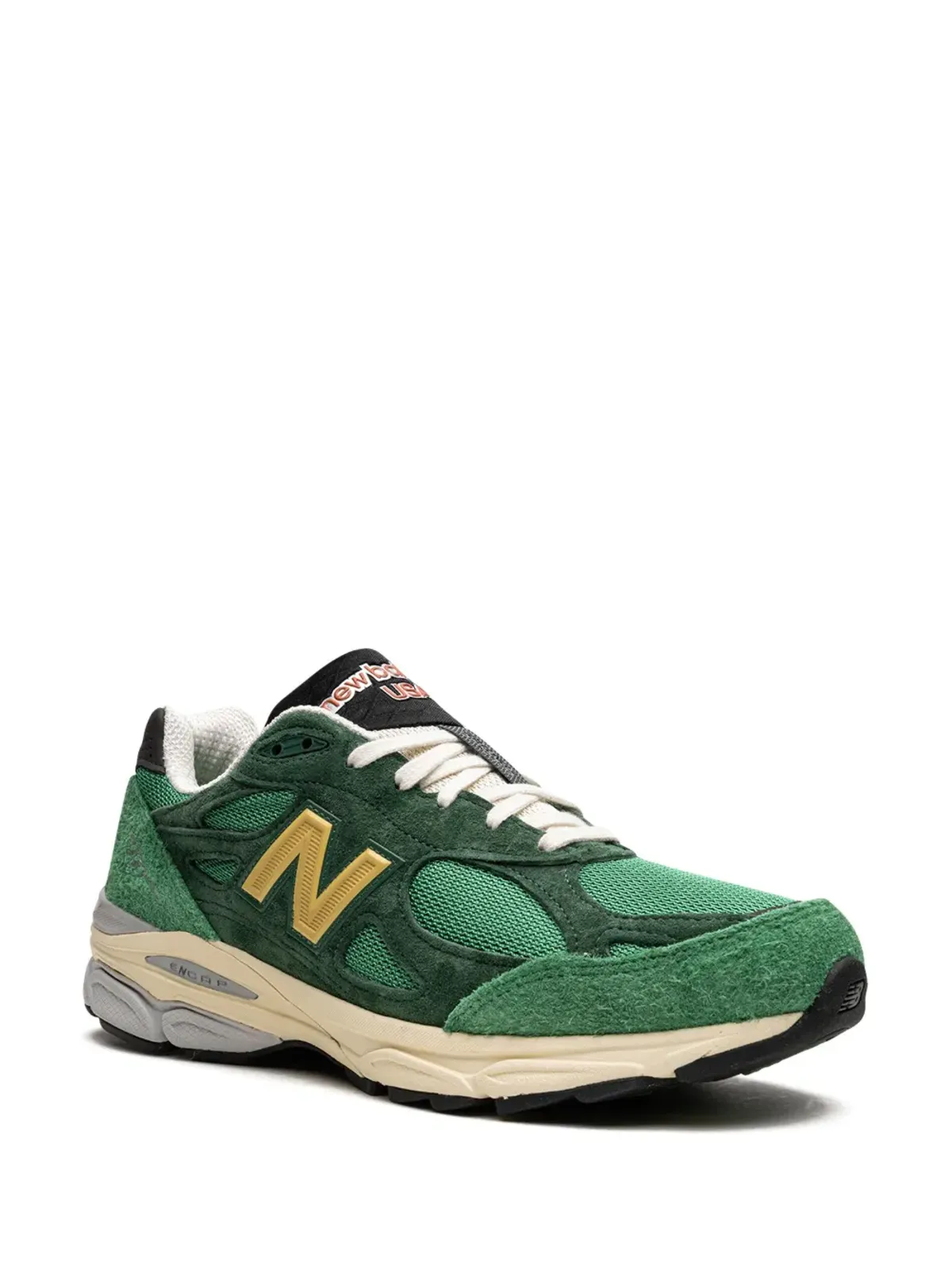New Balance 990 V3 Made in USA グリーン/イエロー スニーカー - 画像2