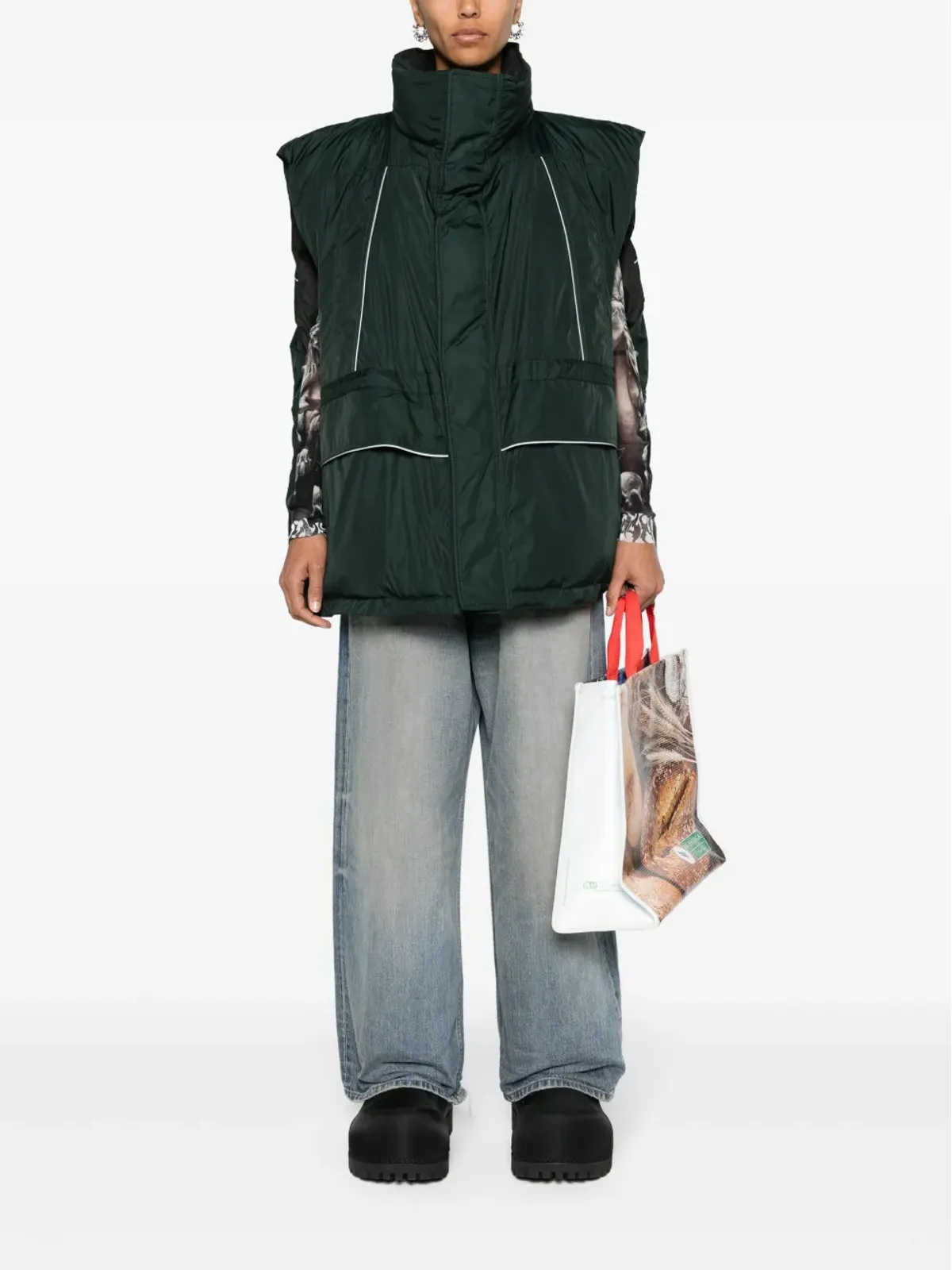 Balenciaga ロゴプリント ダウンベスト - 画像3