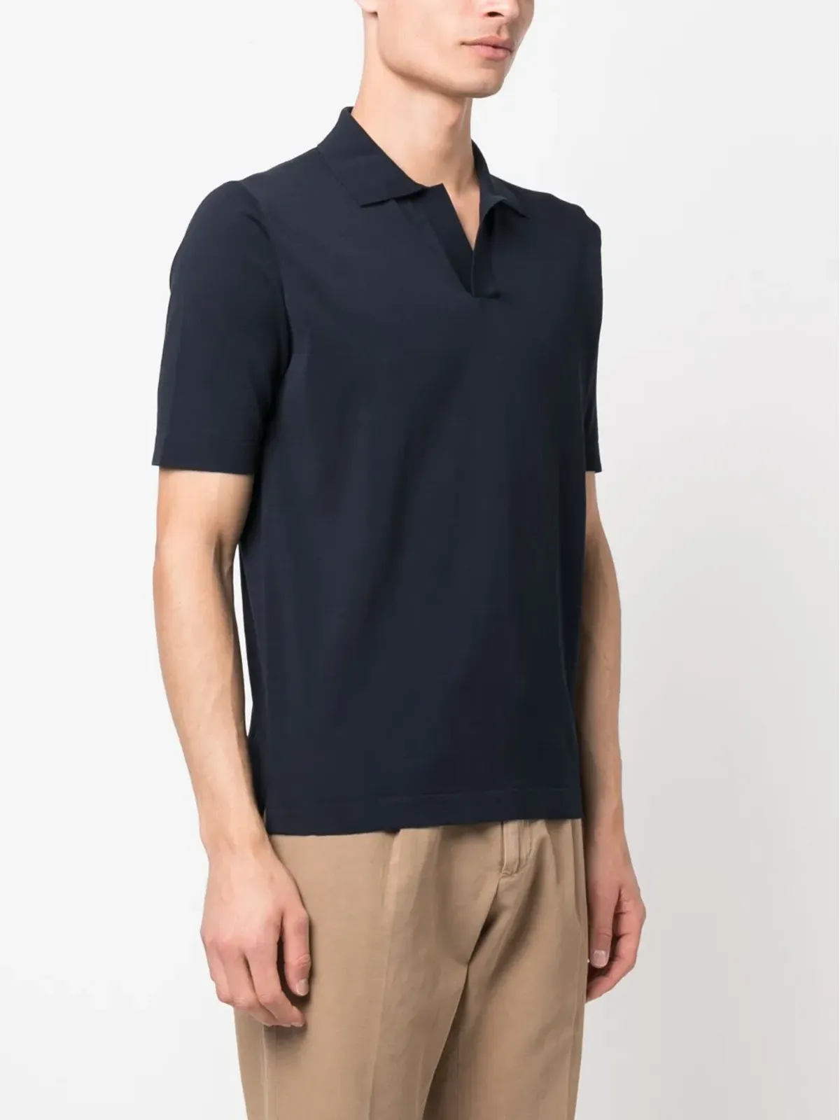 Dell'oglio オープンプラケットコットンポロシャツ - 画像3