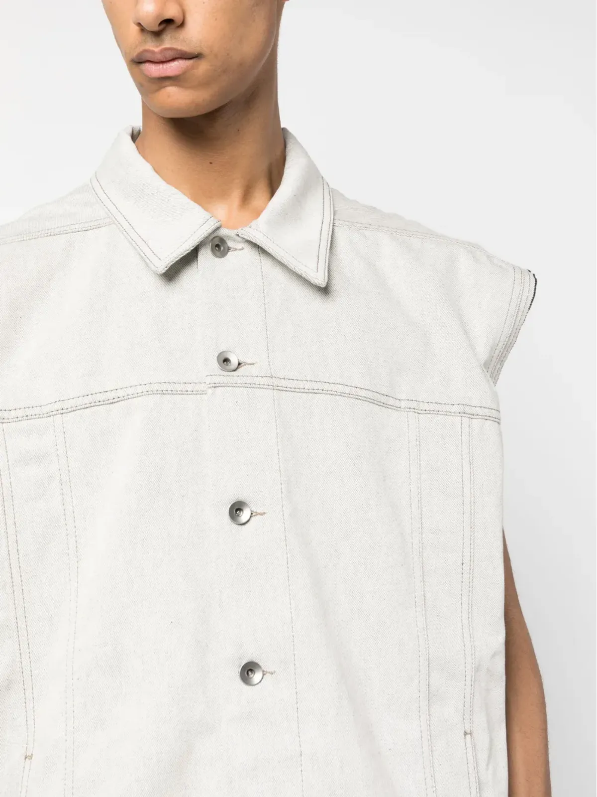 Rick Owens DRKSHDW ノースリーブ コットンデニム ベスト - 画像5