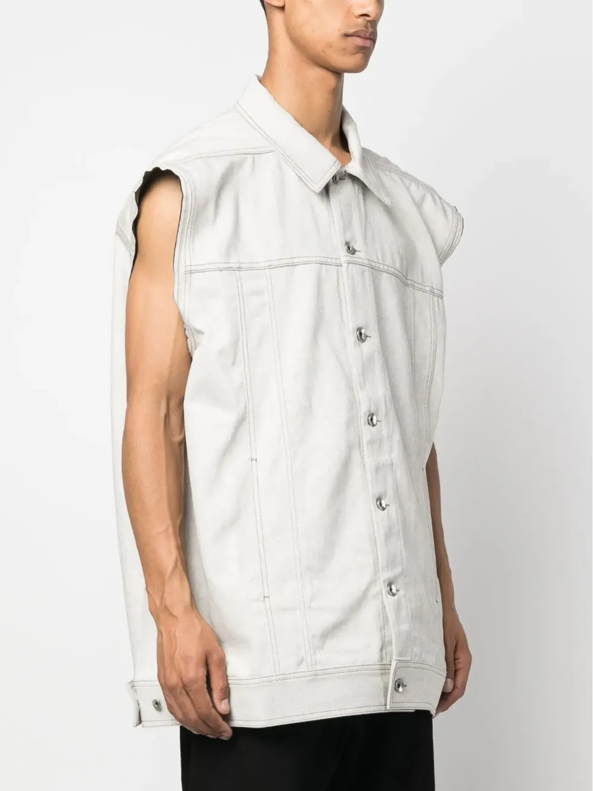 Rick Owens DRKSHDW ノースリーブ コットンデニム ベスト - 画像3