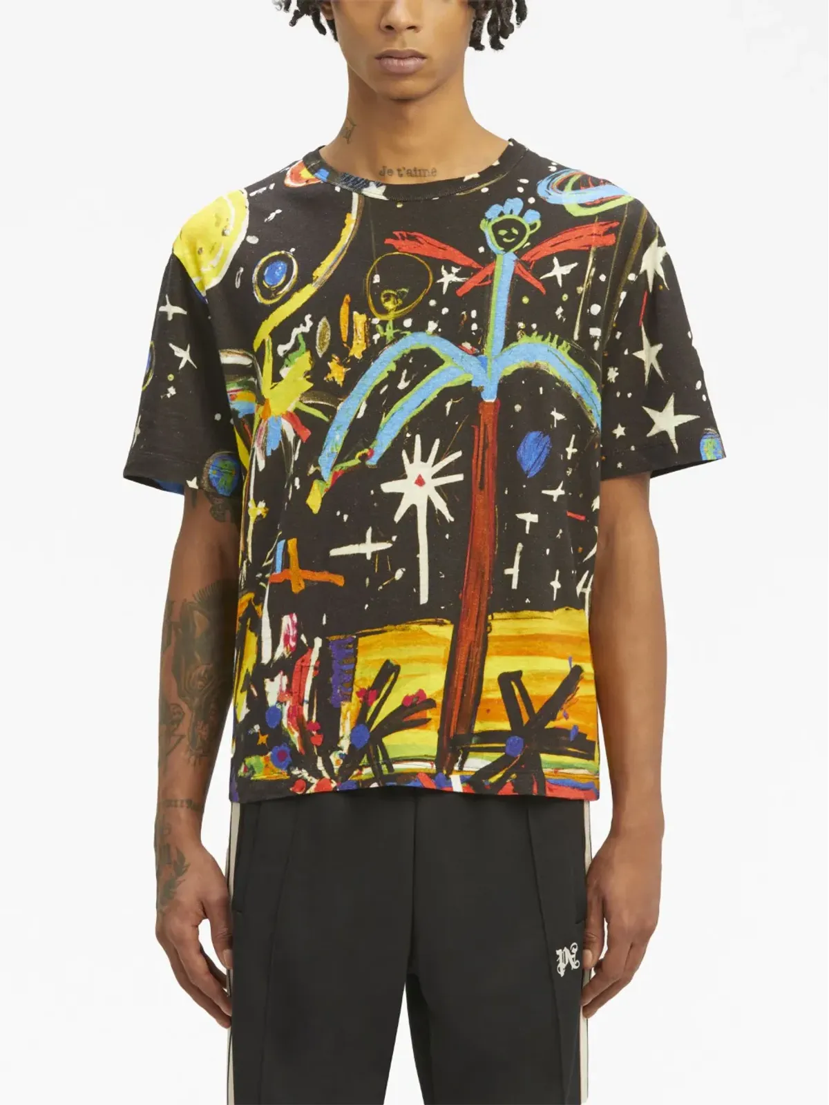 Palm Angels グラフィックプリント クルーネック Tシャツ ブラック - 画像3