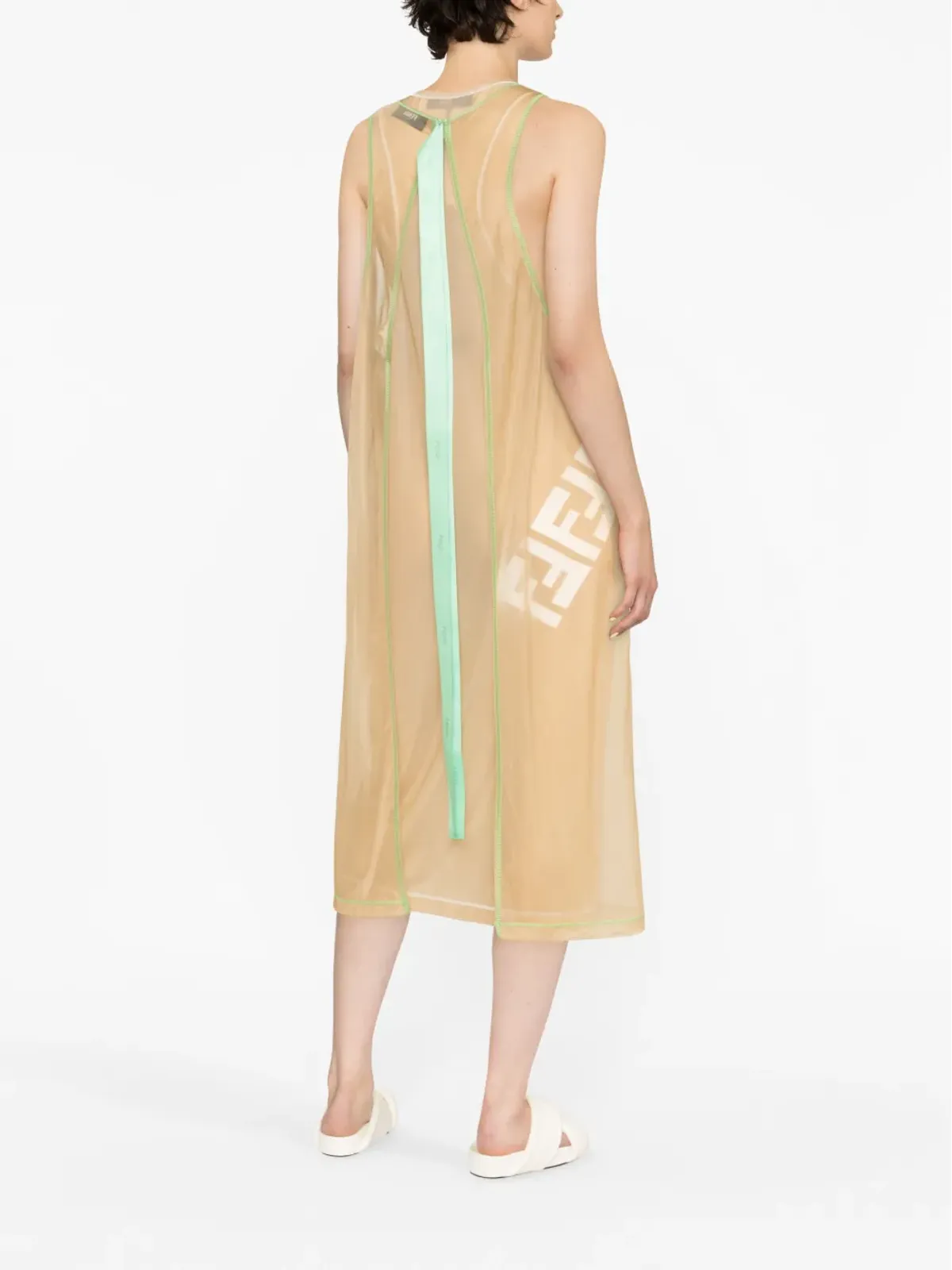 FENDI ローズ柄 ノースリーブ ミディドレス - 画像3
