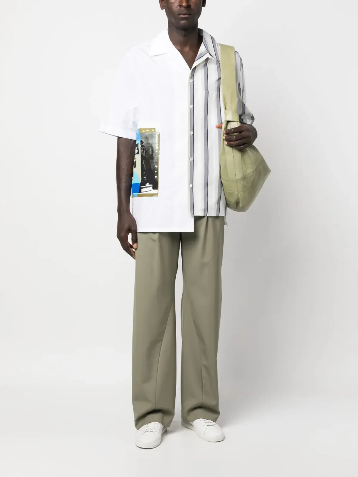 Lanvin アシンメトリックパッチワークシャツ - 画像2